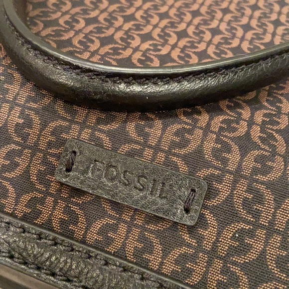 NWT Fossil Ryder Black/Brown Logo Satchel Bag - Picture 3 of 6